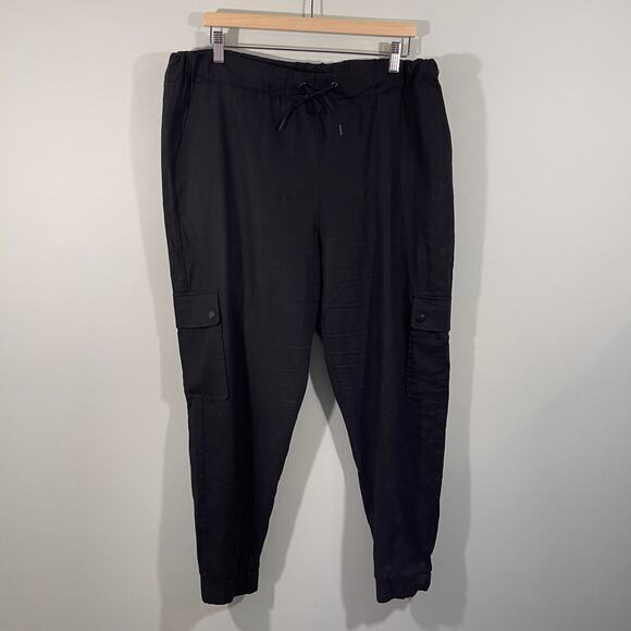 Saks Fifth Avenue Women's Black Linen Blend Cargo Jogger Size XL - Picture 1 of 7